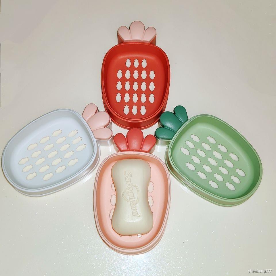 上新✳【熱賣】新款蘿蔔造型可愛創意香皂盒帶蓋子瀝水收納塑膠卡通皁託
