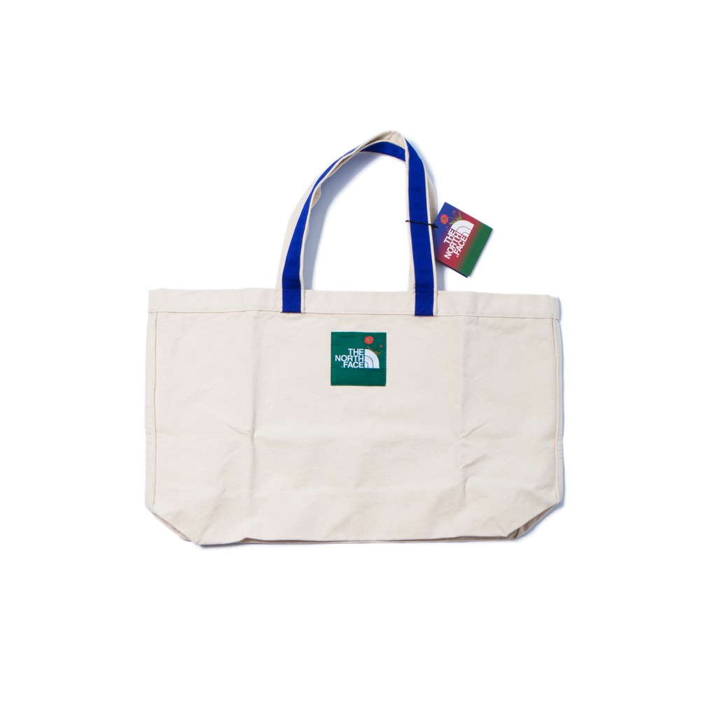 【 WEARCOME 】THE NORTH FACE LARGE TOTE 帆布托特包 美國限定 大容量 花卉／白