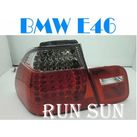 ●○RUN SUN 車燈,車材○● 全新 寶馬 98 99 00 01 E46 3系列 4D LED 晶鑽紅白 尾燈