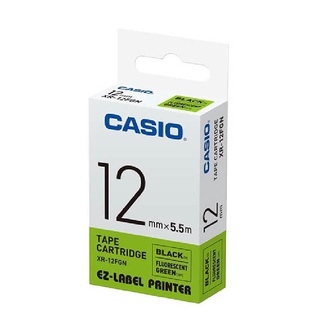 CASIO標籤機色帶/ 螢光綠底黑字/ 12mm/ XR-12FGN eslite誠品