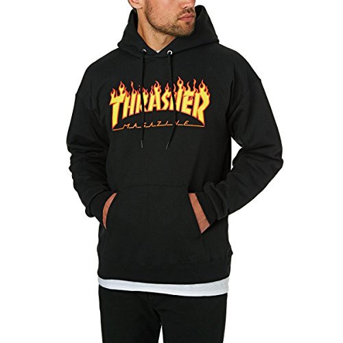 Thrasher 美線 火焰 重磅帽T FLAME LOGO HOODIE 滑板 街頭 嘻哈 火焰T 長袖帽T 黑色