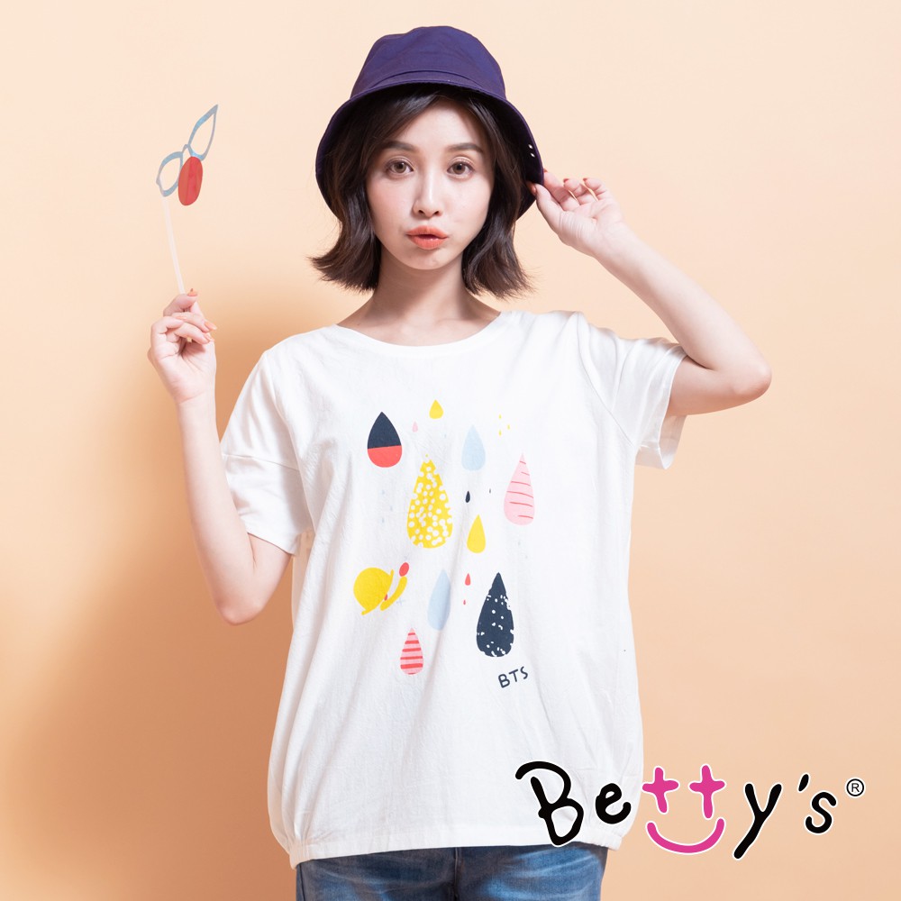 betty’s貝蒂思(95)微透膚彩色印花T-shirt (白色)