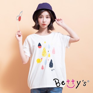 betty’s貝蒂思(95)微透膚彩色印花T-shirt (白色)