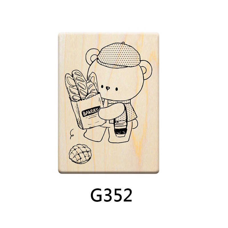 【 Micia 美日手藝館 】楓木印章-P403手作小小空間 法國麵包小熊 G352
