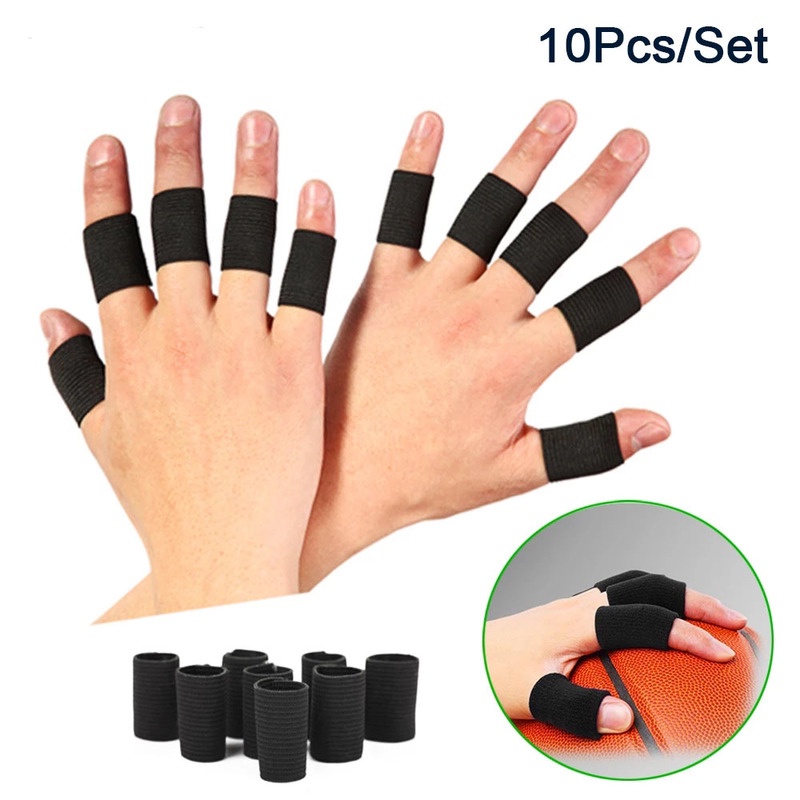 [10 件/套彈力運動保護手指套][手指支架夾板套筒保護器，用於緩解手指疼痛和運動損傷][運動保護套配件]