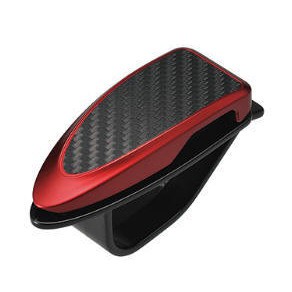 車之嚴選 cars_go 汽車用品【DZ319】CARMATE 遮陽板夾式 高質感CARBON碳纖紋眼鏡架 票夾 紅色