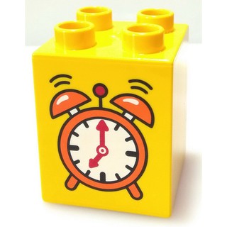 【得寶Duplo】黃色 鬧鐘 時鐘 2x2 標誌磚 高磚 大顆粒 積木 [樂高玩家★正版LEGO]