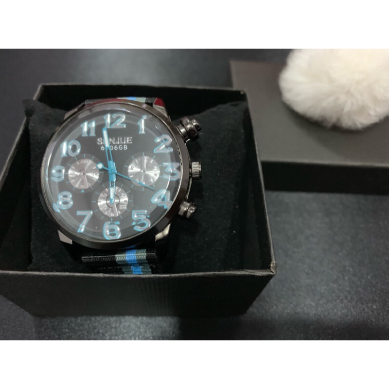 SENJUE 精美手錶（錶帶藍黑條紋）