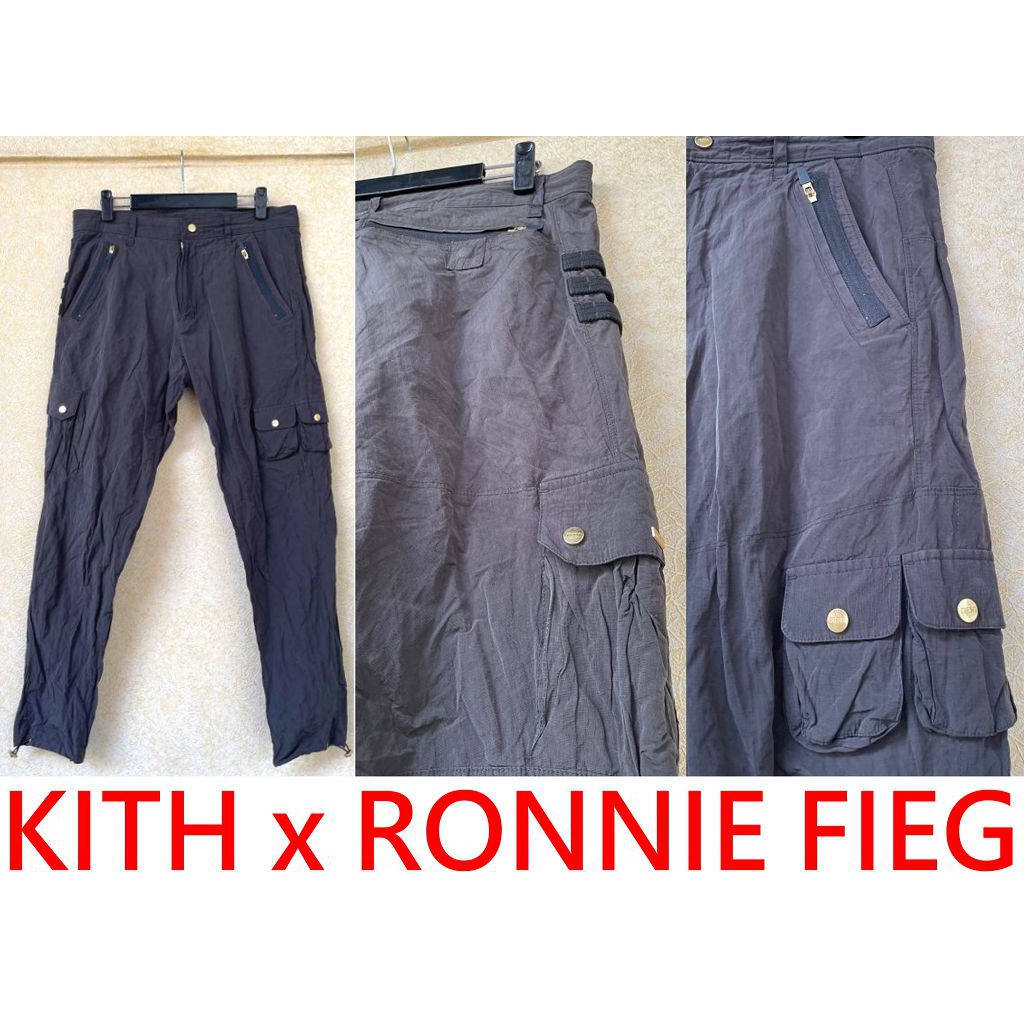 BLACK極新KITH x RONNIE FIEG軍用布料防水加工RF軍裝薄長工作褲/工裝長褲