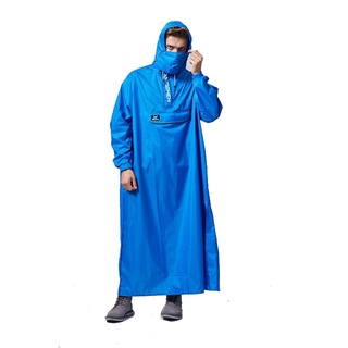東伸 旅行者2代半開式背包雨衣 藍色 套頭式 連身雨衣 輕量化 大口袋收納