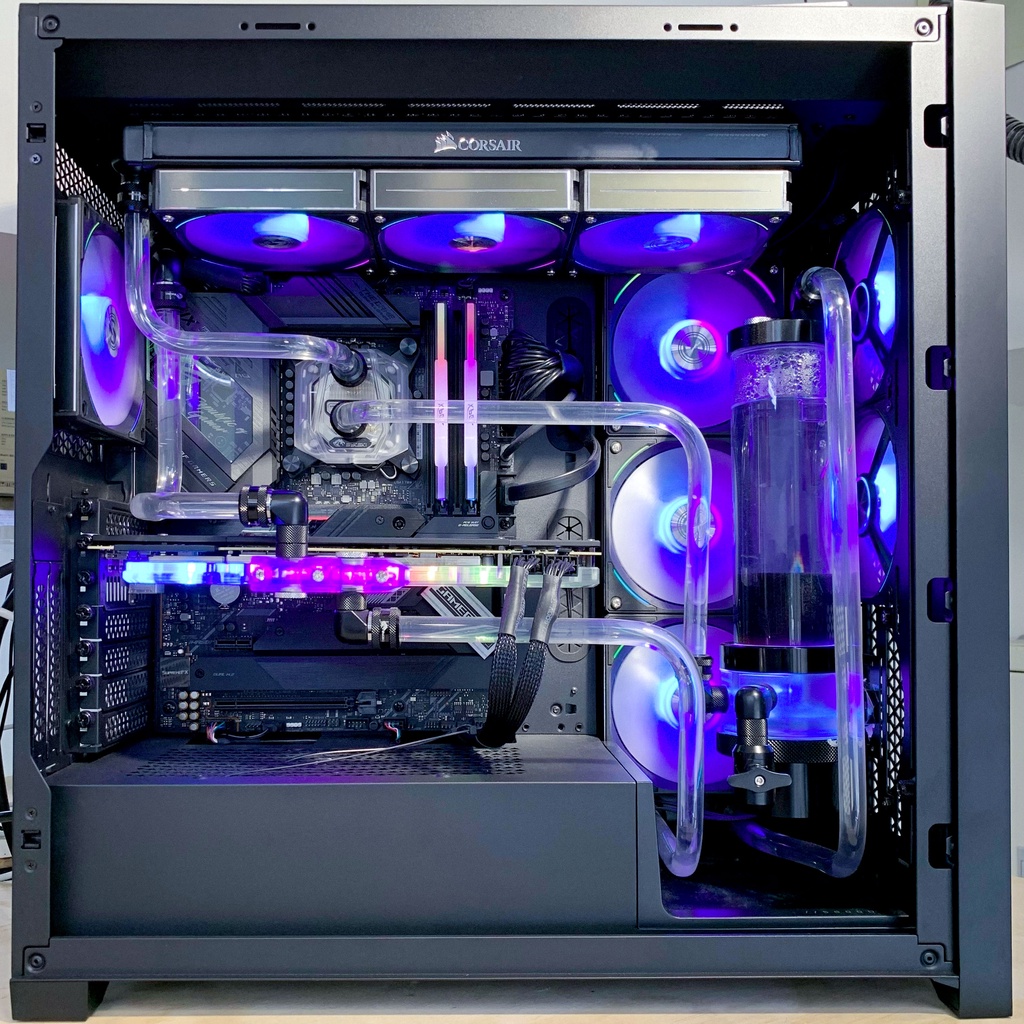 紫色蘭姆 海盜船5000D AIRFLOW 水冷主機💙I7-12700KF、32G、 RTX 2080TI #熊狂主機
