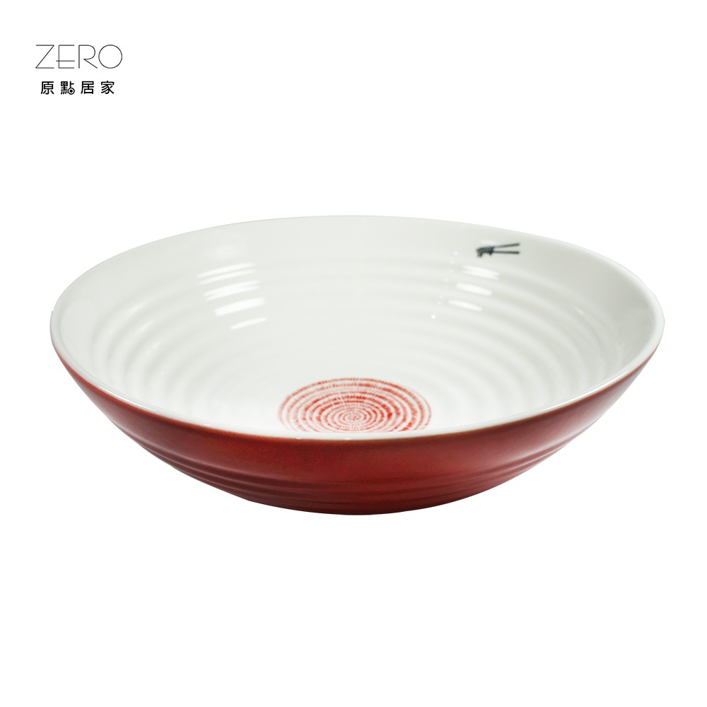 ZERO原點居家 日式拉麵碗 紅色 大號湯碗 陶瓷碗 內白外紅款 貼花款 兩款任選