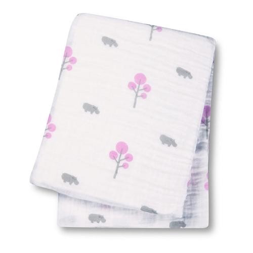 加拿大 lulujo 嬰兒包巾-粉紅河馬