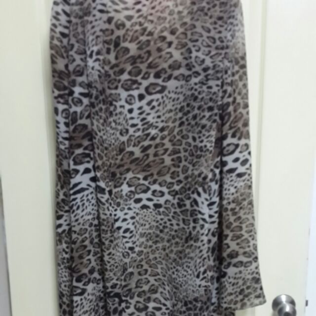 豹紋造型長條雪紡圍巾
