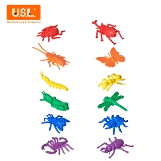 ｜遊思樂 USL｜軟質昆蟲 節肢動物模型組(12形,6色,72pcs)