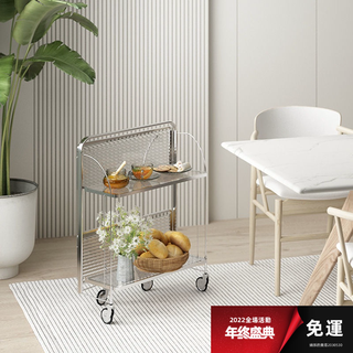 【免運/出口廠家】中古小推車可折疊復古網紅ins餐車長虹玻璃置物架可移動沙發邊幾【娟姐的賣場】