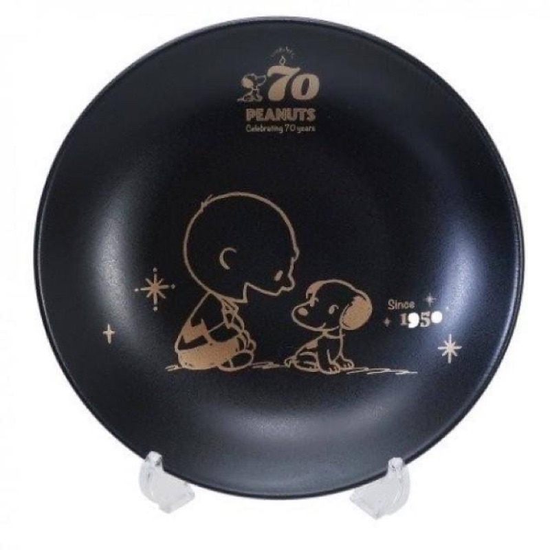 🔥 S/N 史努比 陶瓷圓盤 盤子 餐盤 圓盤 陶瓷盤 強化瓷 (70周年/黑) 尺寸:18.5*3cm 材質:陶瓷