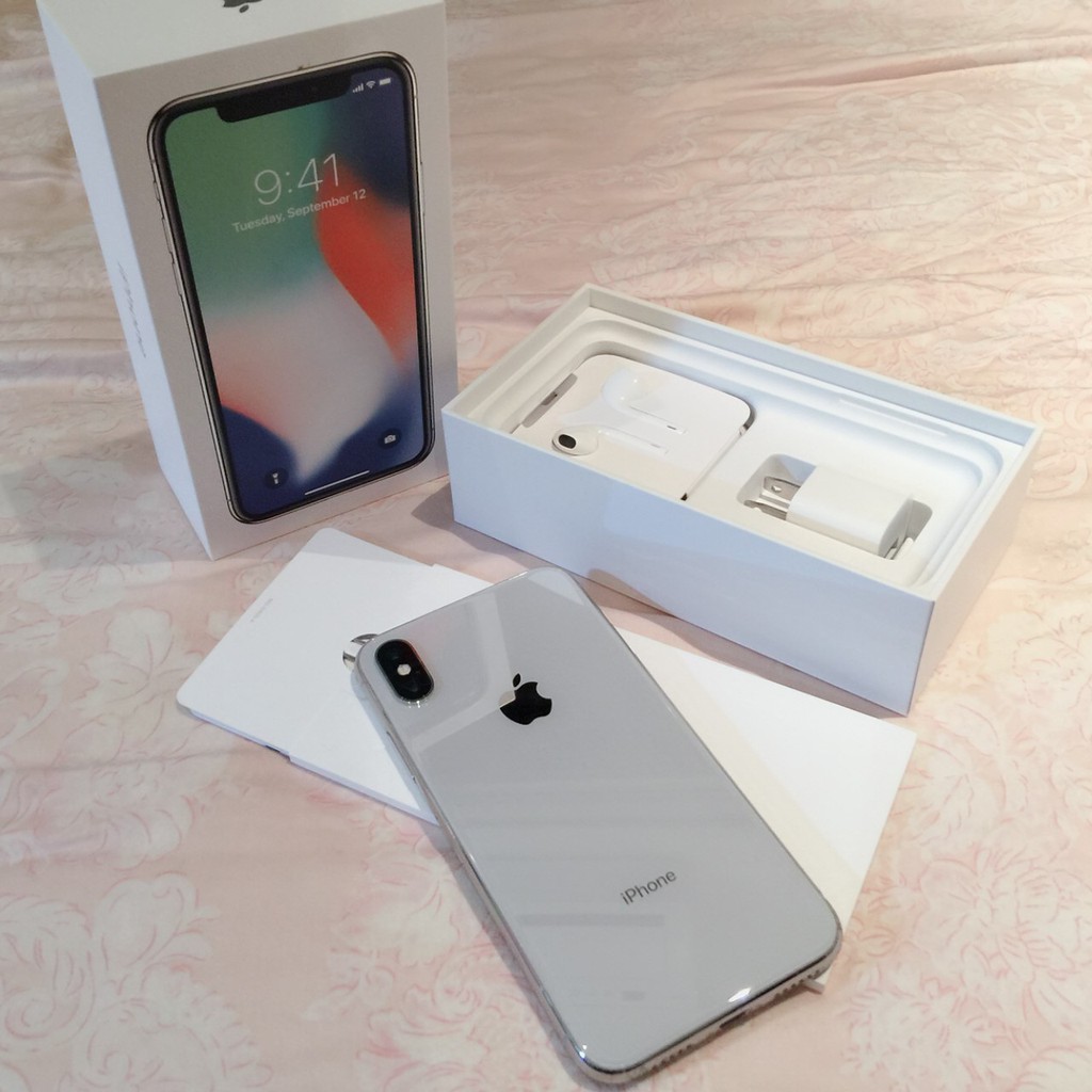 公司貨Apple IPhone X 64G銀白色 盒裝配件全新 機況極新功能正常 女用機 台北面交 邊膜終身保固二手空機