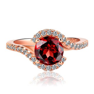 珠寶玫瑰金 cincin wanita 鋯石戒指紅色、優雅的綠色