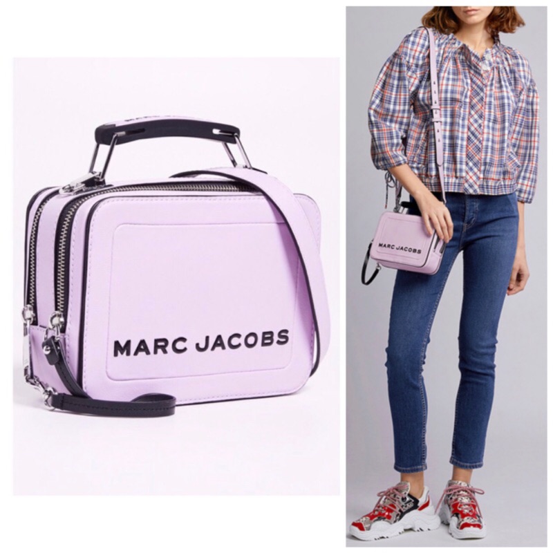 美國shopbop官網購買Marc Jacobs -THE BOX 20 包 牛皮雙拉鍊相機包/箱子包/盒子包-淡紫色