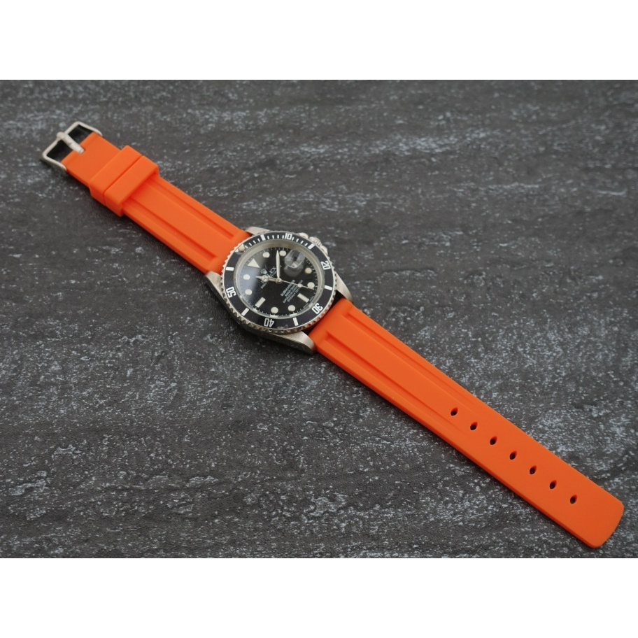 24mm~高質感橘色矽膠錶帶替代小沛雙凹溝紋seiko oris apple watch