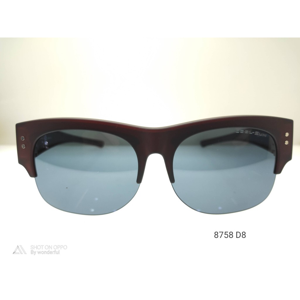 ✨Amazing🎁 COOL-SUN偏光套鏡 太陽眼鏡 眼鏡族適用 墨鏡 灰色鏡片 半框式霧暗紅色鏡架CS8758D8