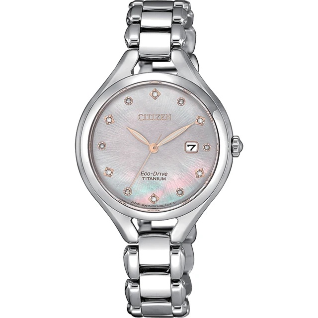 CITIZEN 星辰【EW2560-86Y】LADY'S系列 光動能鈦金屬真鑽腕錶 / 30mm