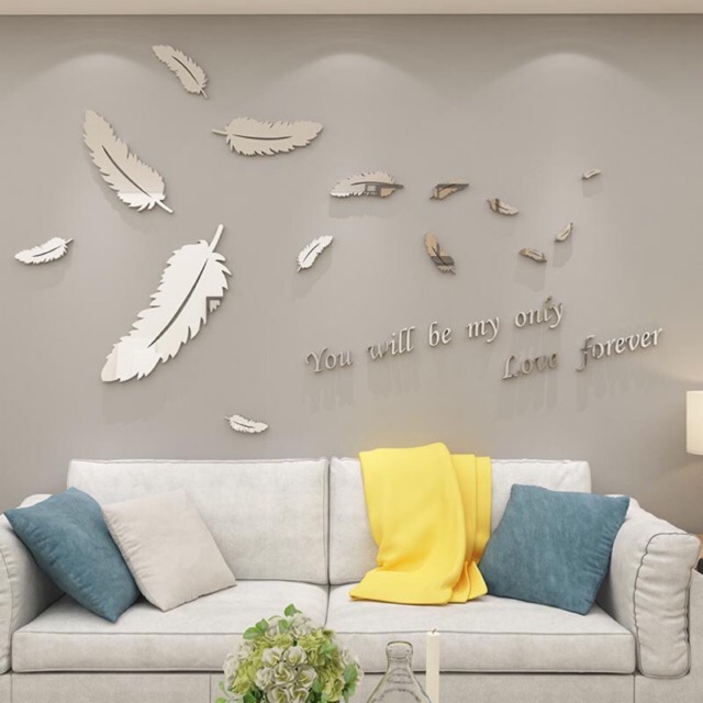 3d 雲母壁畫銀孔雀羽毛裝飾客廳、臥室
