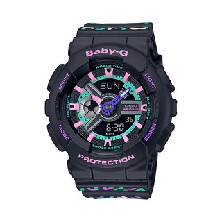 CASIO Baby-G BA-110TH-1A 幾何圖案經典雙顯女錶(黑)