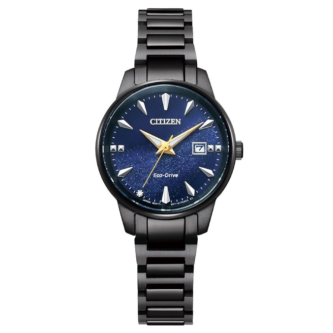 CITIZEN 星辰 EW2598-83L 亞洲限定光動能情侶手錶對錶-銀河藍 / (女) 29.2mm