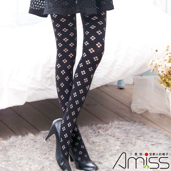 【Amiss】日本雜誌款‧針織網褲襪-精緻格紋(Z406-83)