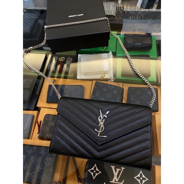 鹿晉歐美精品🦌 YSL WOC 22公分銀扣魚子醬側背包