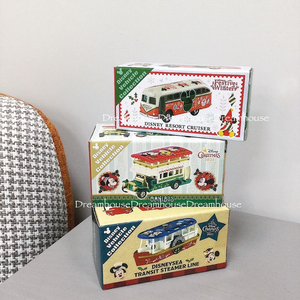 東京迪士尼 2021 聖誕節 米奇 米妮 布魯托 巴士 蒸汽船 老爺車 多美車 tomica 模型車 玩具