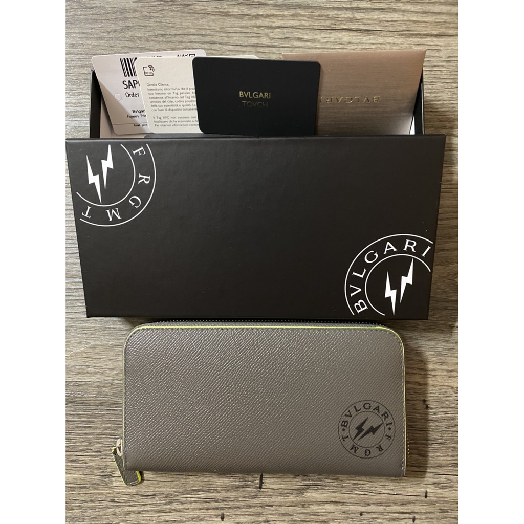 【二手】Eason日潮代購**FRAGMENT X BVLGARI 大象灰 拉鍊長夾