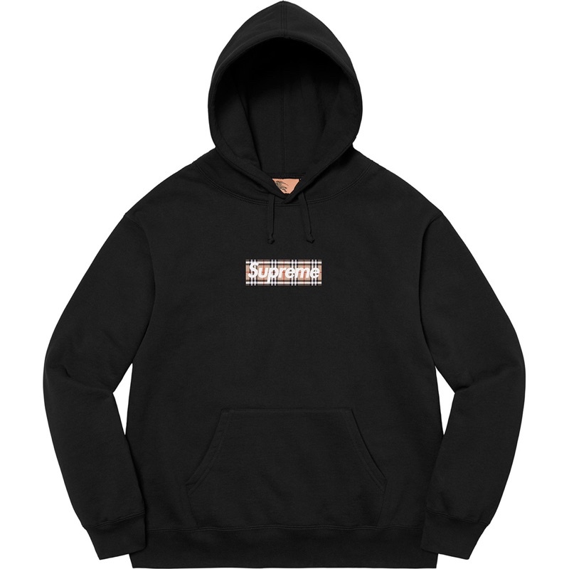 Supreme 2022 s/s Burberry Box Logo Hooded Sweatshirt 黑色 XL現貨