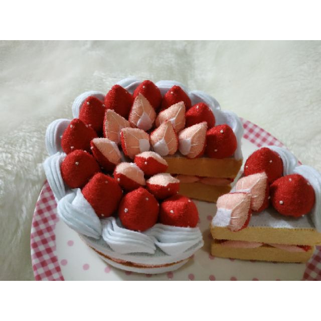 *sweet cake*小舖-不織布蛋糕系列「鮮奶油草苺蛋糕」成品/材料包 成品送蛋糕盒