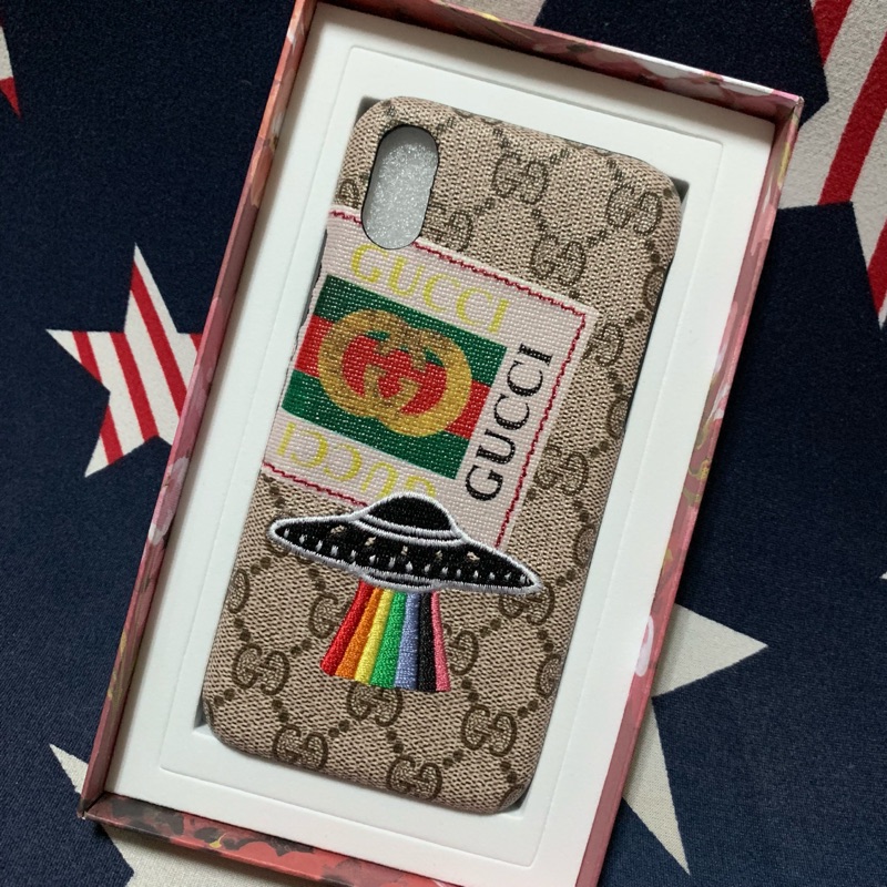 Gucci iPhone X 飛碟 刺繡 手機殼 XS 現貨