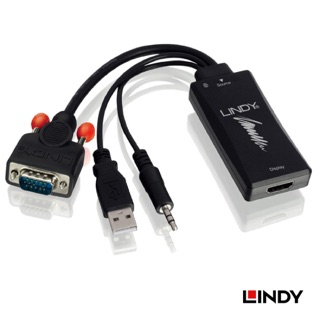 德國 LINDY 林帝 VGA +音源 to HDMI 1080P轉接器 (38183)
