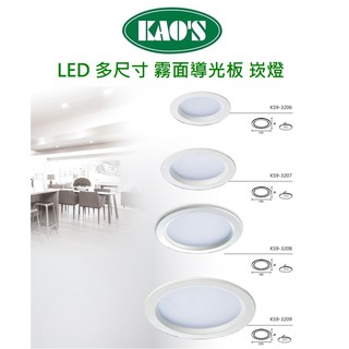 KAO'S LED 霧面導光板 崁燈 開孔9/12/15/18cm 9W/12W/15W/20W(黃光/自然光/白光)
