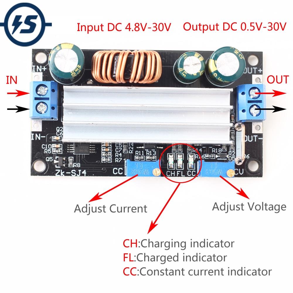 Dc 直流直流升壓降壓轉換器電源模塊 4.8-30V 太陽能充電器充電控制器可調升壓和降壓自動