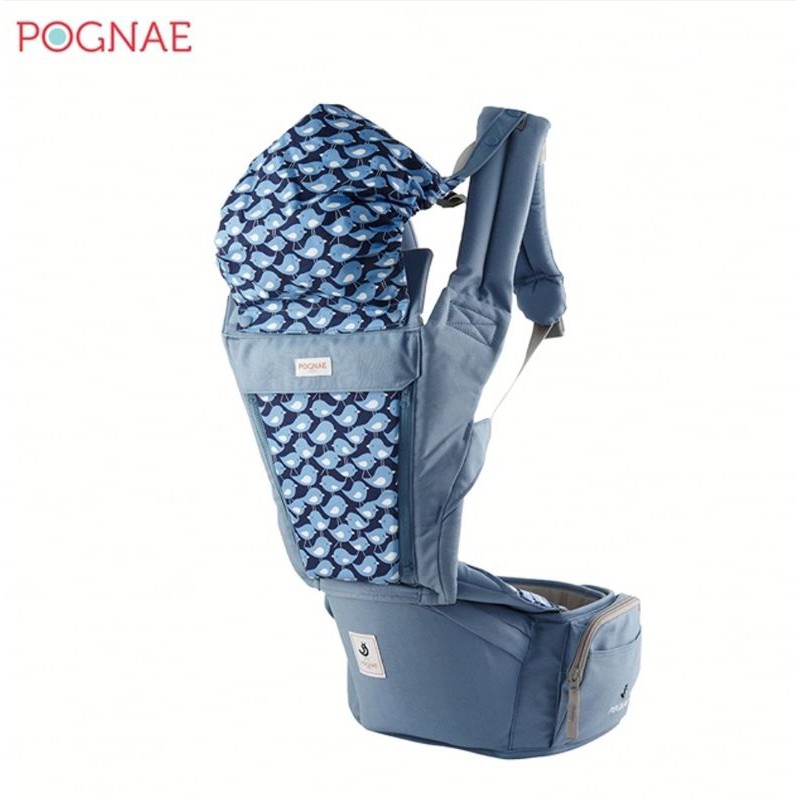 Pognae【韓國ORGA背巾】有機棉座墊式背巾海洋藍