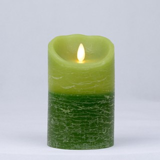 【Luminara 盧米娜拉 擬真火焰 蠟燭】 綠意盎然雙色漸層森林香氛水紋蠟燭禮盒（中）/66036 +加贈充電電池組