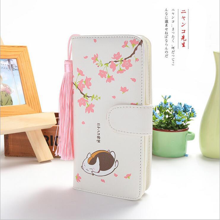 日系可愛卡通夏目友人帳斑貓咪老師櫻花印象錢包皮夾長款拉鏈錢包皮包動漫卡通周邊 蝦皮購物