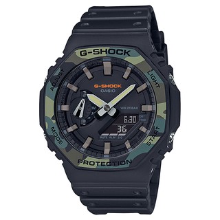 CASIO G-SHOCK 八角型錶殼雙顯錶-迷彩黑 (GA-2100SU-1A)