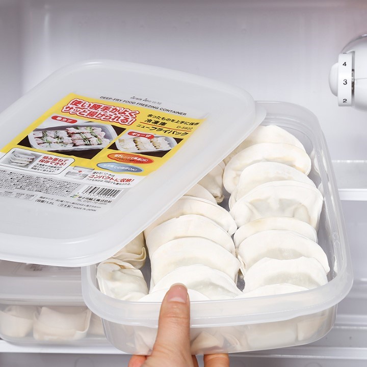 日本製｜Sanada 扁型透明保鮮盒 1,500mL [肉片、水餃可用]