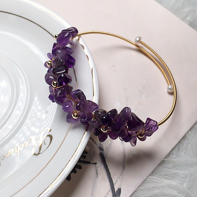 Merida🎀天然紫水晶Amethyst繞絲手鐲🎀手作4K繞絲手鐲(C00013)