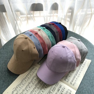 【現貨​】韓國純色麂皮絨棒球帽 嘻哈彎簷棒球帽 男女百搭鴨舌帽 學生帽