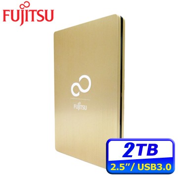 跳樓特價 Fujitsu Ultra Slim 2TB USB3.0 2.5吋髮絲行動硬碟-時尚金