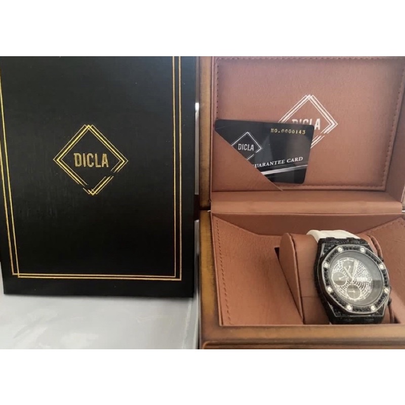 【DICLA 迪克拉】黑耀滿天星石英商務腕錶(矽膠錶款) DC930