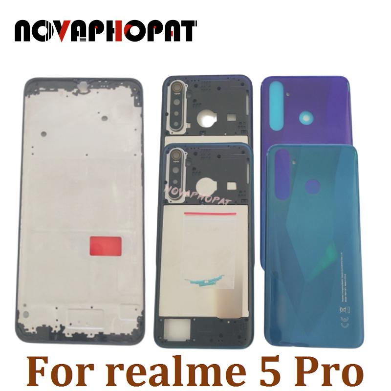 適用於 Oppo Realme 5 Pro 5pro 電池蓋後門外殼相機玻璃鏡頭側鍵按鈕的 LCD 面板框架中擋板